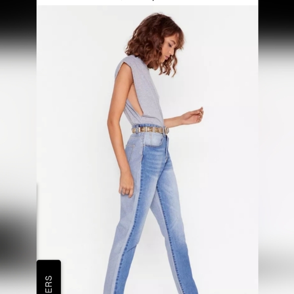 Nasty Gal Two Tone High-waisted Mom Jeans Size 6 - Picture 1 of 10